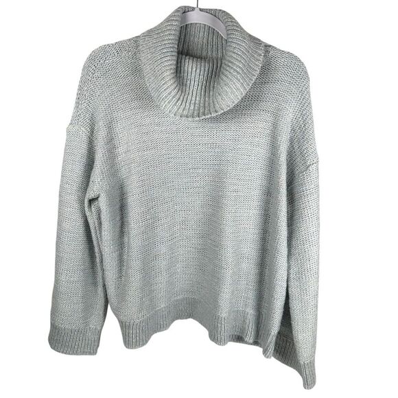 Haven Well Within Blue Wool Blend Knit Funnel Turtleneck Sweater Medium - Picture 1 of 6